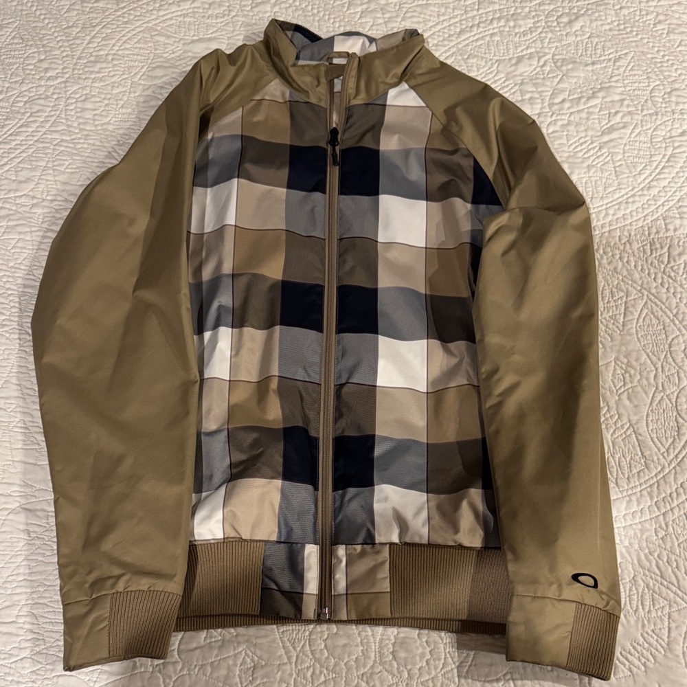 Oakley Men's Windbreaker - Tan and Black Checkered